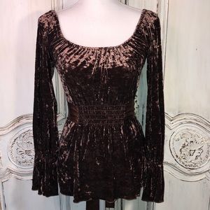 Miss Me Juliet Sleeve Crushed Velvet Jersey Medieval Vibe Top Size Medium